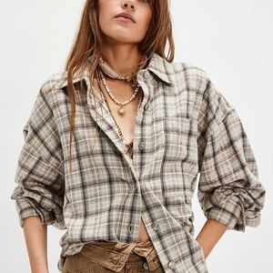 We The Free Ashley Plaid Shirt Ivory Combo